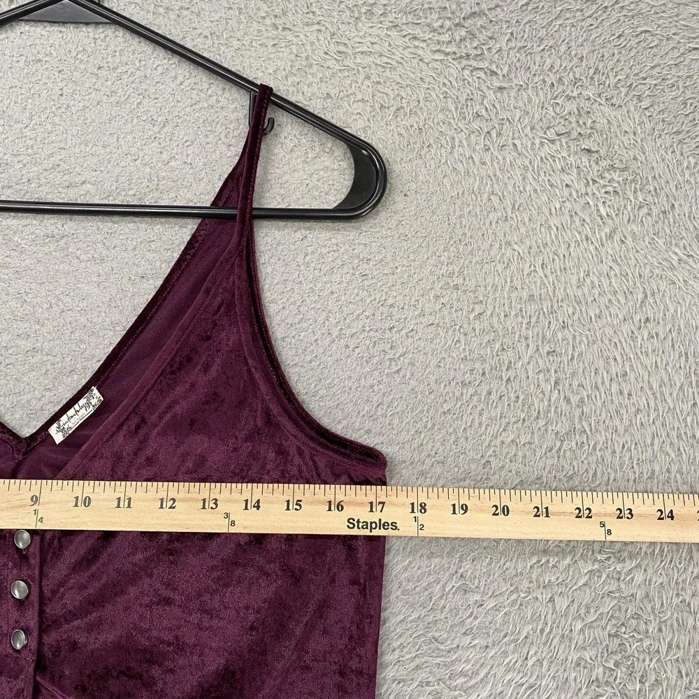 Free People Intimately Crop Tank Top Womens XS Purple Velvet Button Tie Front